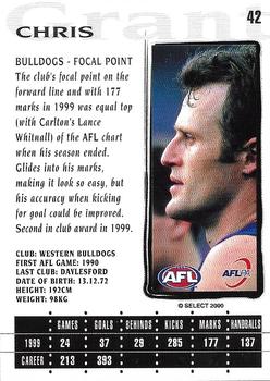 2000 Select AFL Millennium #42 Chris Grant Back